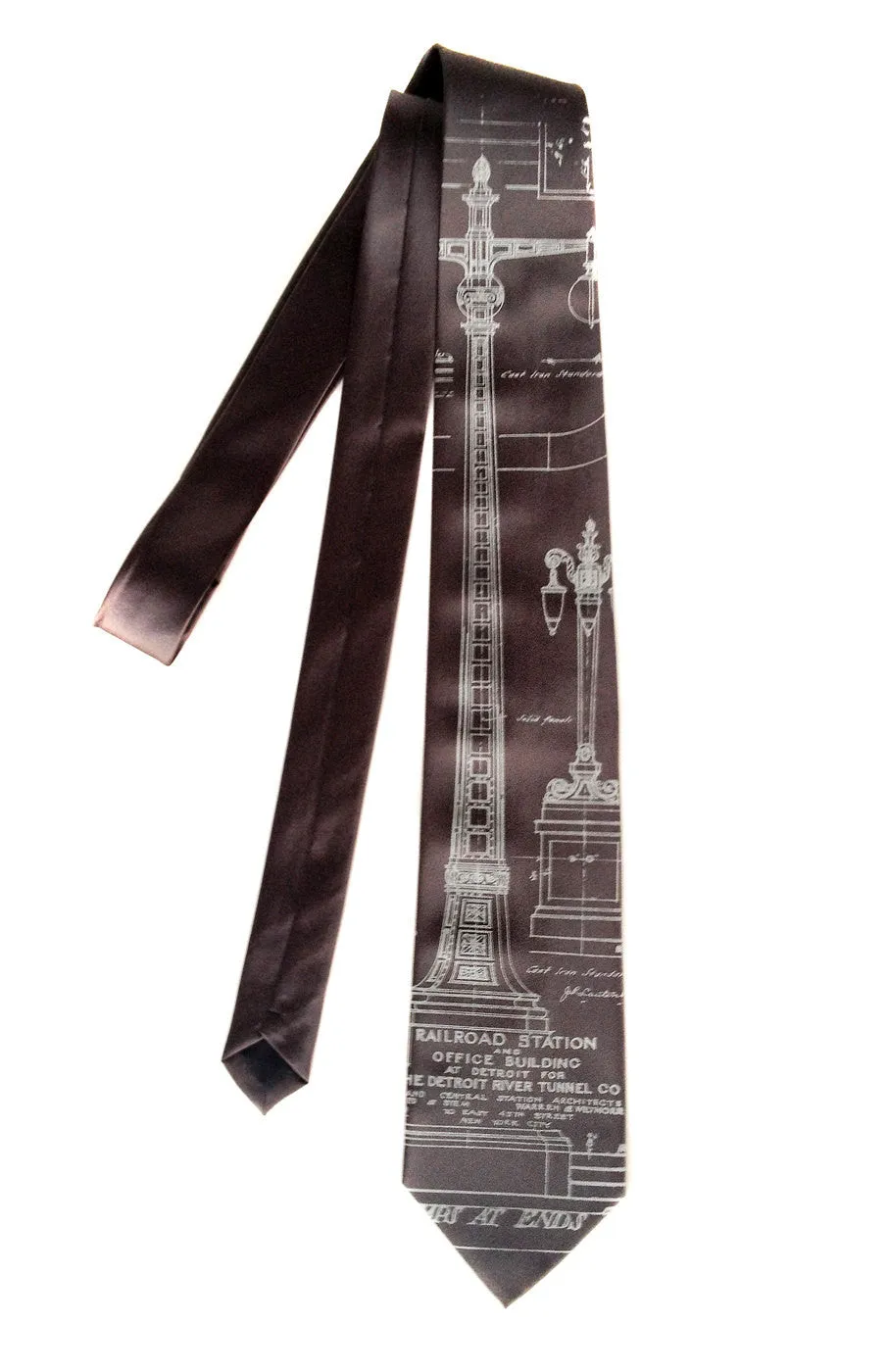 Blueprint Necktie: Detroit Train Station Ironwork Silk Tie