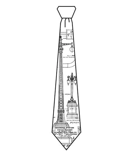 Blueprint Necktie: Detroit Train Station Ironwork Silk Tie