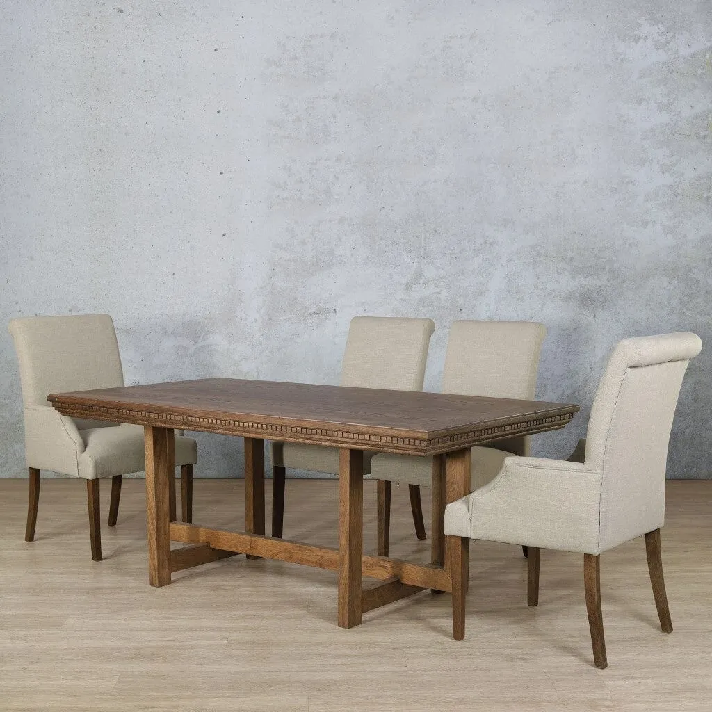 Bolton Fluted Wood Top & Baron 6 Seater Dining Set