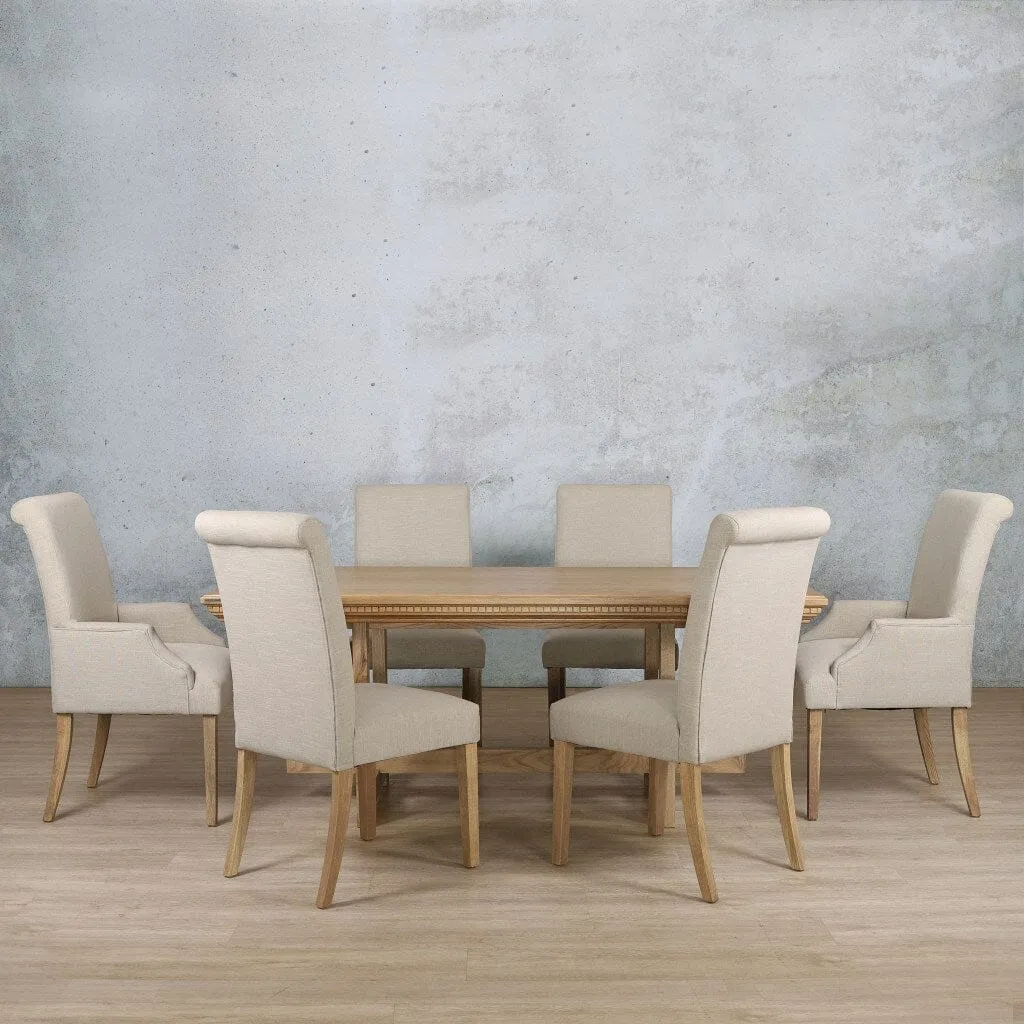 Bolton Fluted Wood Top & Baron 6 Seater Dining Set
