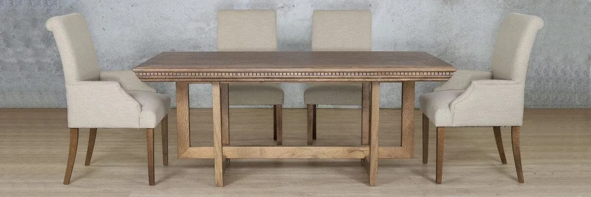 Bolton Fluted Wood Top & Baron 6 Seater Dining Set