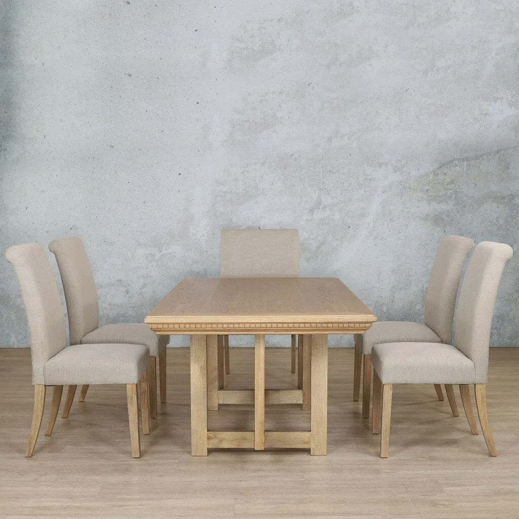Bolton Fluted Wood Top & Baron 6 Seater Dining Set