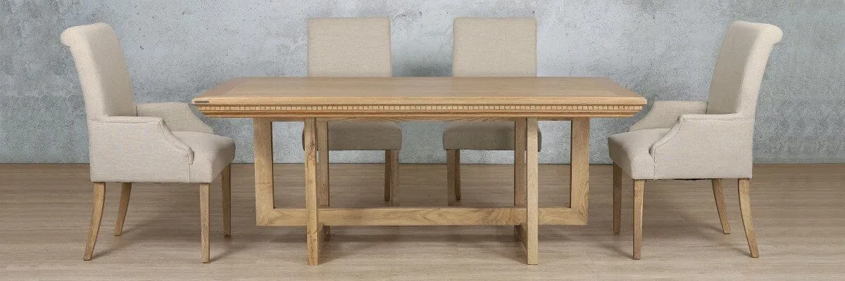 Bolton Fluted Wood Top & Baron 6 Seater Dining Set