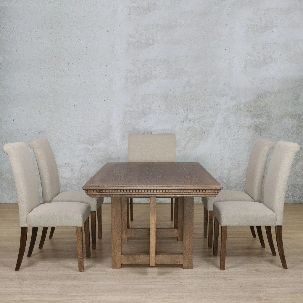 Bolton Fluted Wood Top & Baron 6 Seater Dining Set