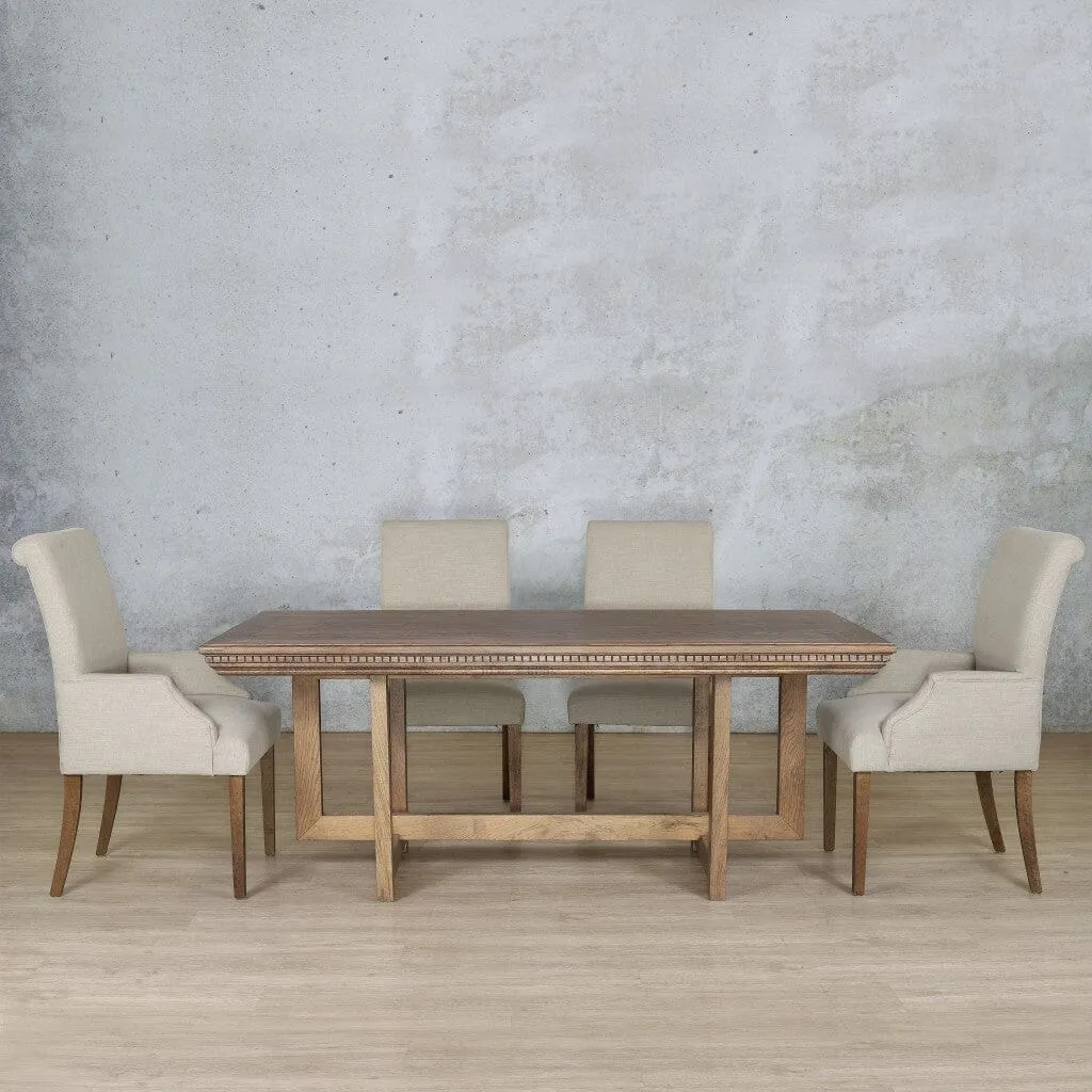 Bolton Fluted Wood Top & Baron 6 Seater Dining Set