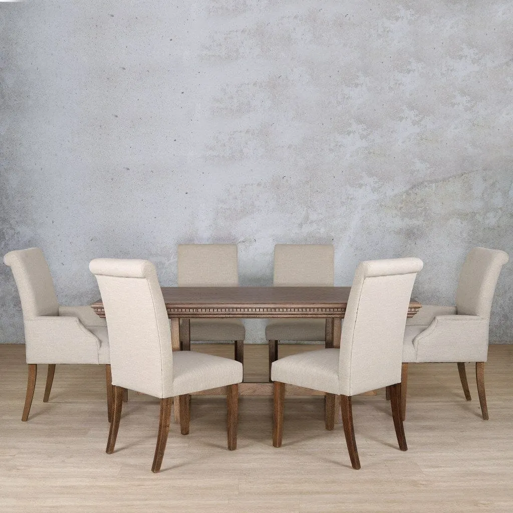 Bolton Fluted Wood Top & Baron 6 Seater Dining Set