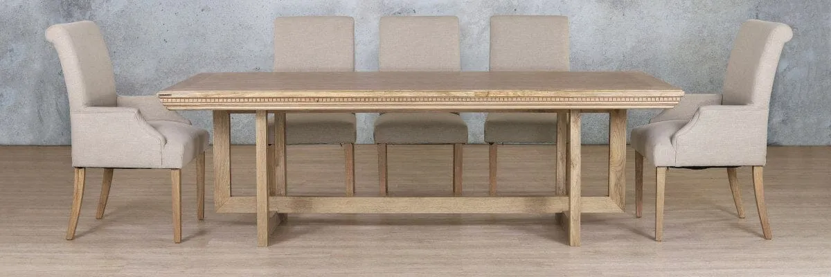 Bolton Fluted Wood Top & Baron 8 Seater Dining Set