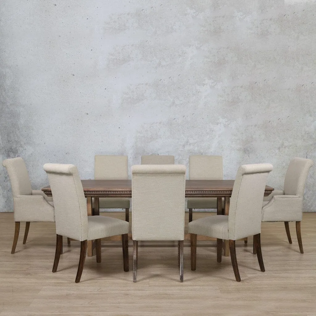 Bolton Fluted Wood Top & Baron 8 Seater Dining Set