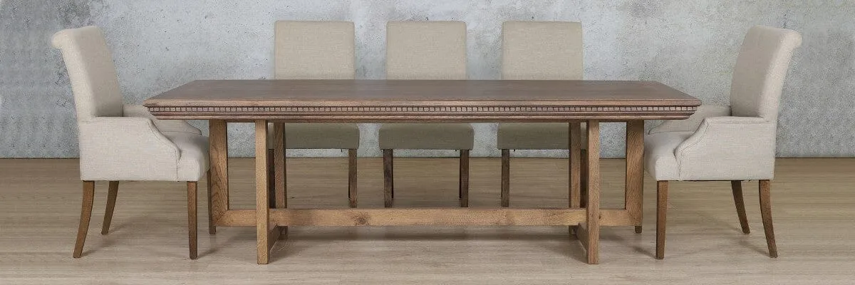 Bolton Fluted Wood Top & Baron 8 Seater Dining Set