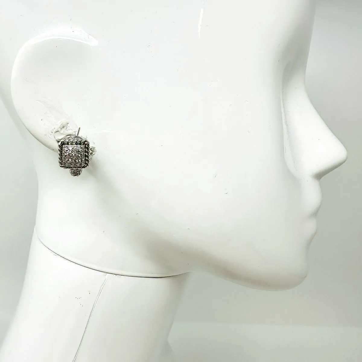 Cassis 18K White Gold Diamond Earrings  with Rope Design