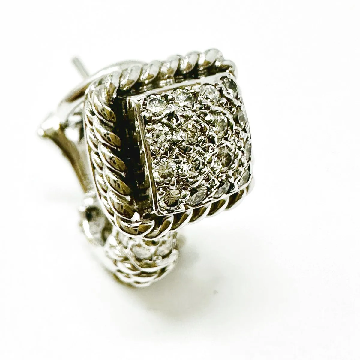 Cassis 18K White Gold Diamond Earrings  with Rope Design