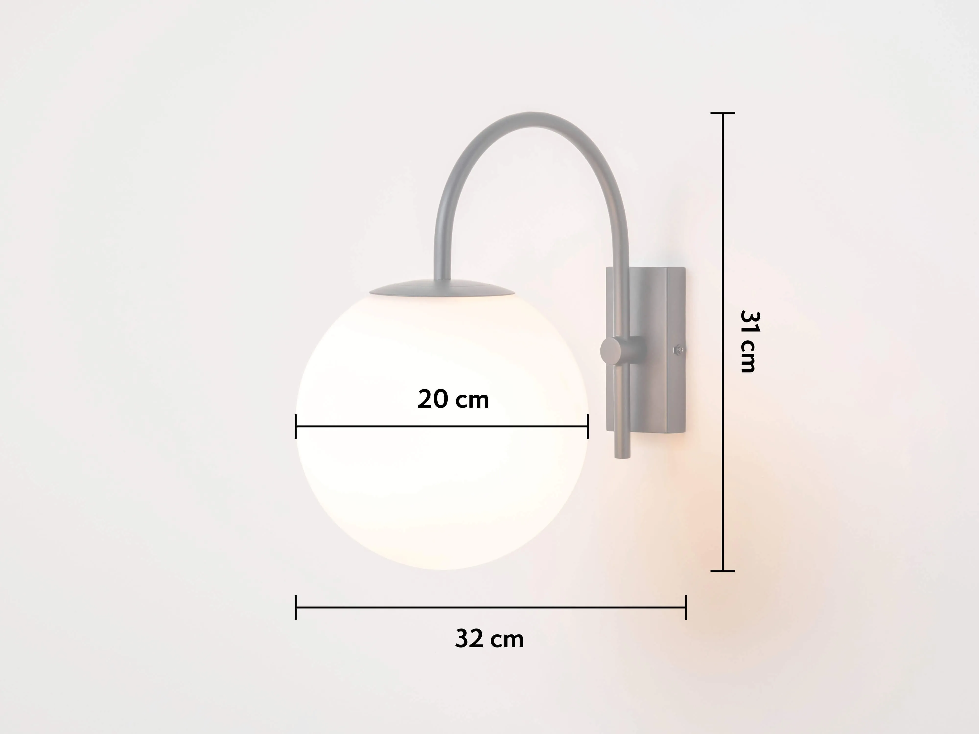Charcoal grey hanging globe wall light