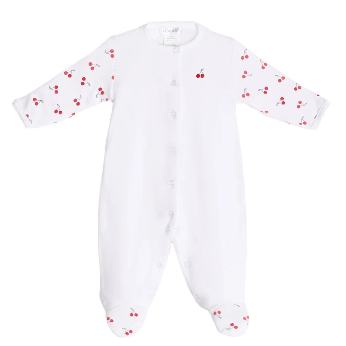 Cherries  Embroidery and Printed Footie | Baby Girl