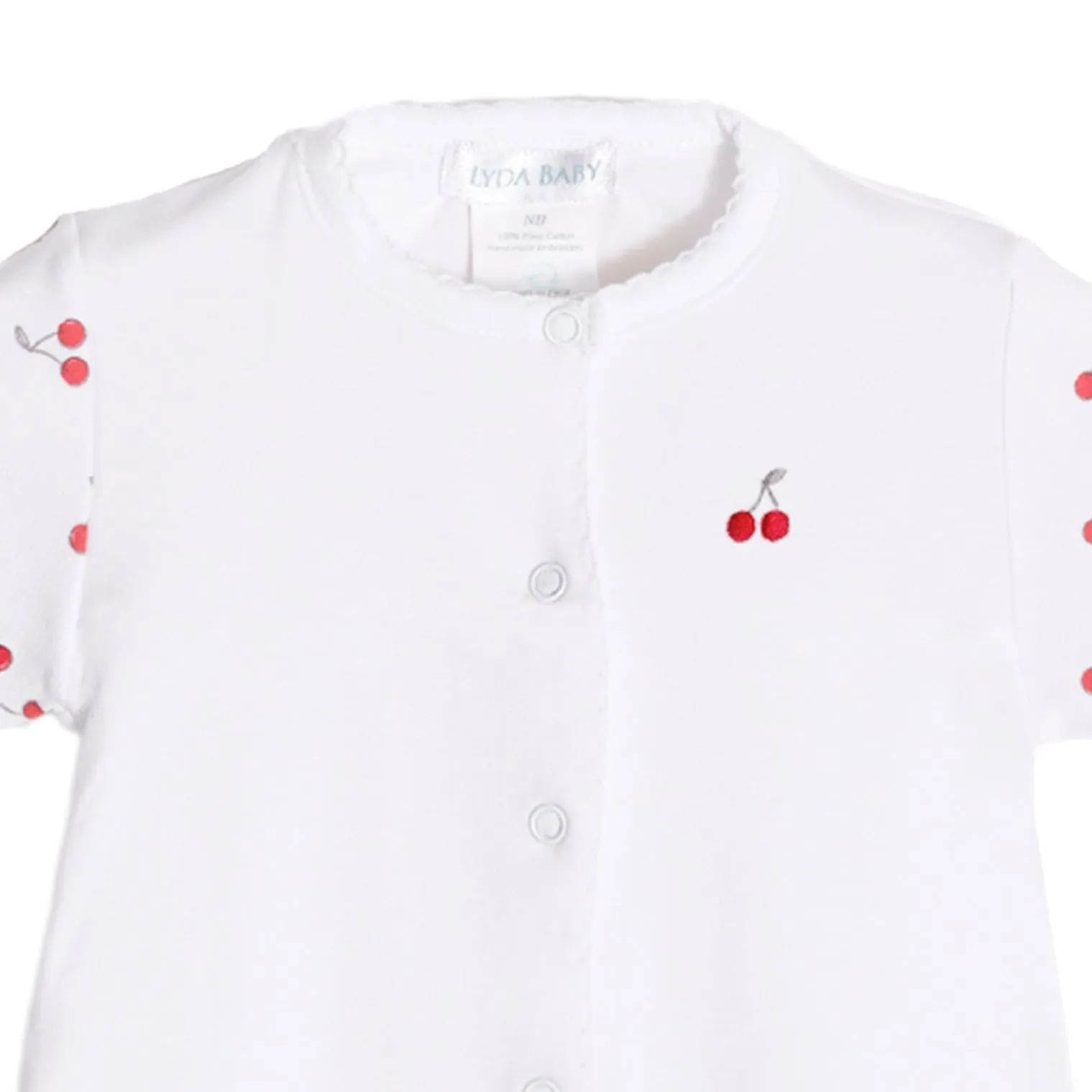 Cherries  Embroidery and Printed Footie | Baby Girl