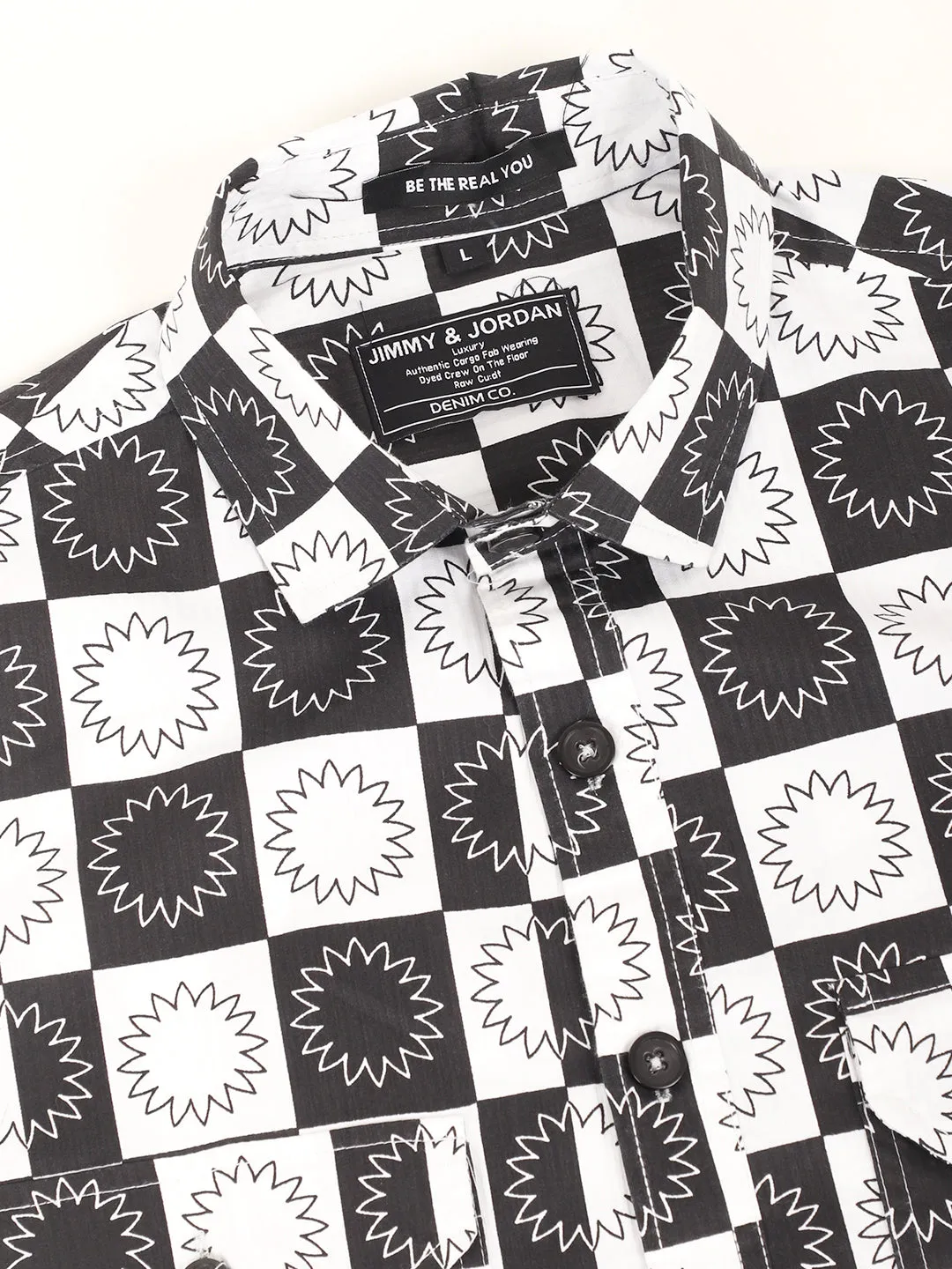Chess Codd Black Flower Print Full Sleeve Shirt