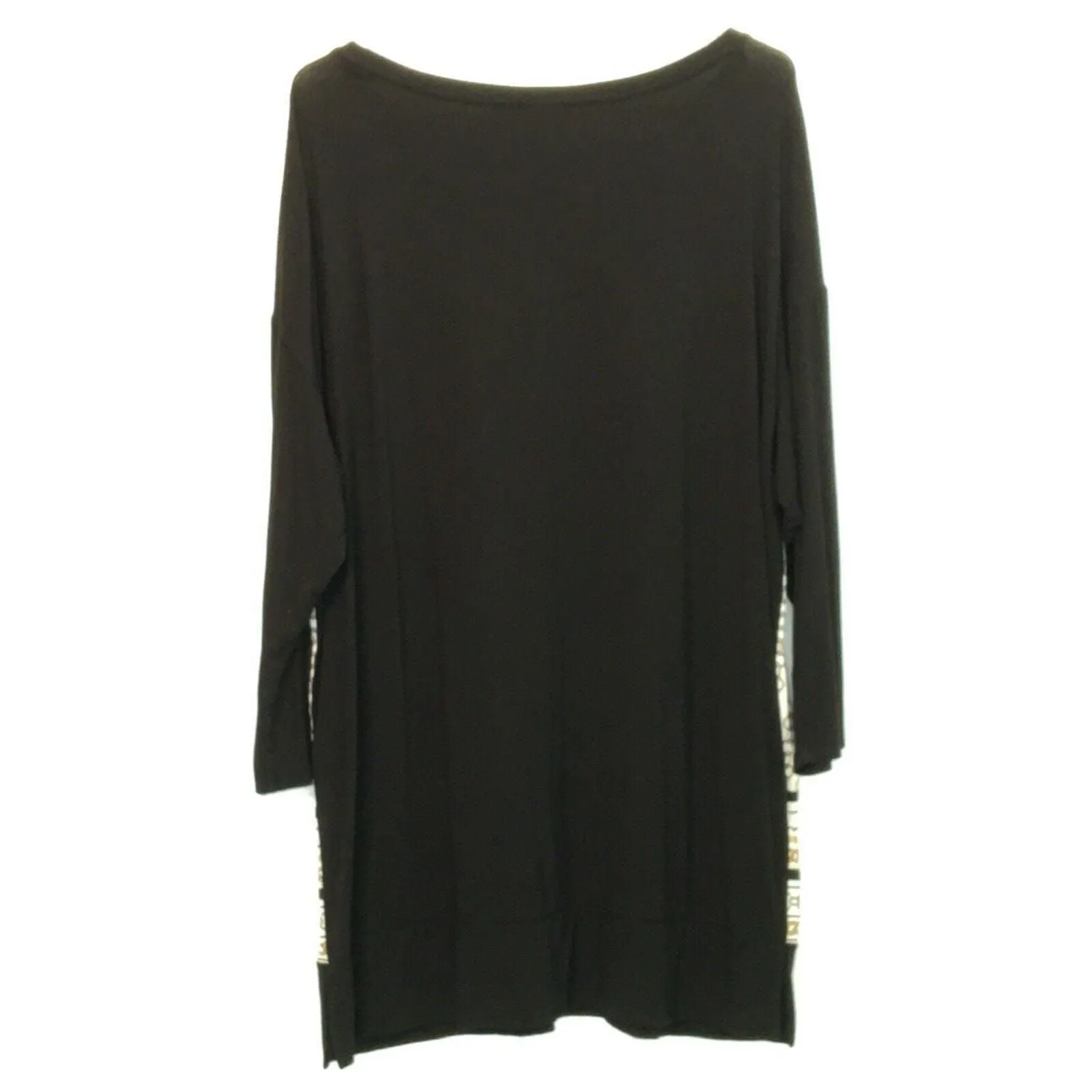 Chicos Zenergy | Size: 2 | Womens 3/4 Sleeve Nautical Gold Chain Tunic Top | Black/White/Gold | EUC