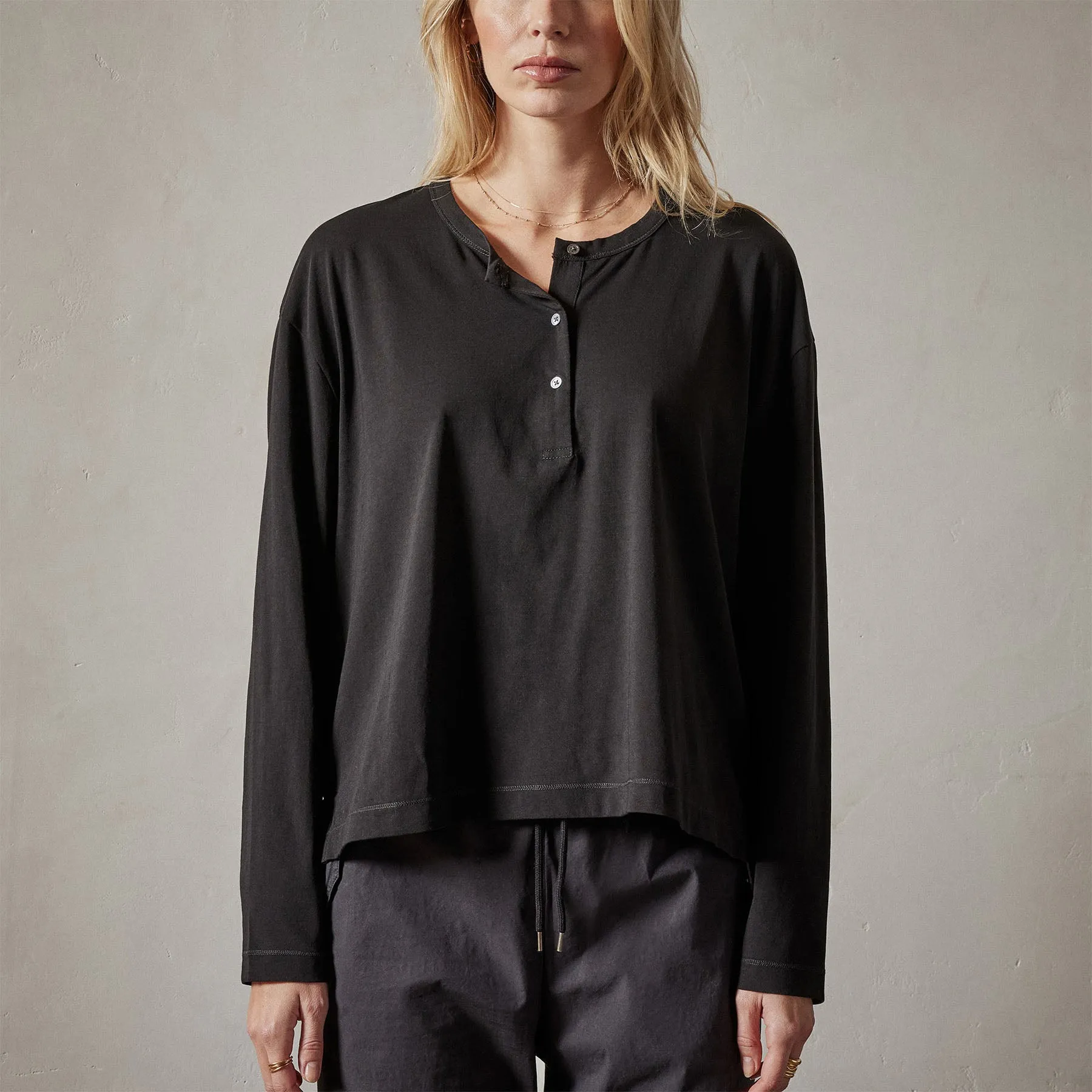 Clean Finish Jersey Henley - Black