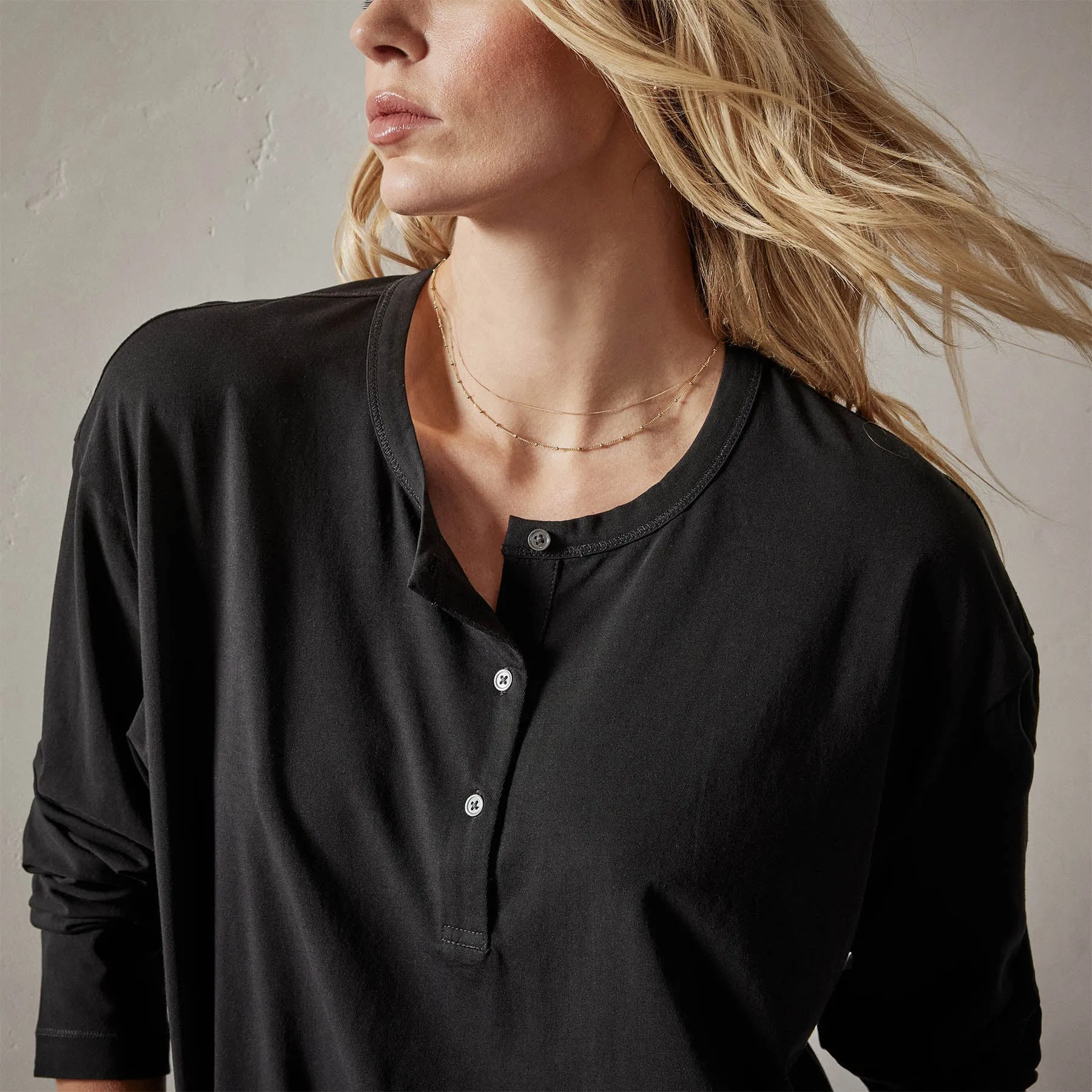 Clean Finish Jersey Henley - Black
