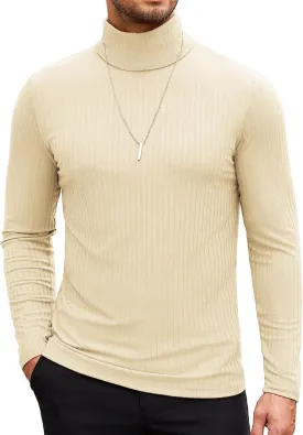 COOFANDY Men's Turtleneck Sweater Slim Fit Lightweight Basic Ribbed Sweaters