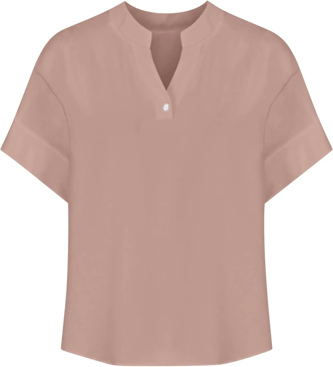 Cotton Linen Shirts for Women 2025 Summer Short Sleeve V Neck Button Down Tops Dressy Casual Oversized Tshirts