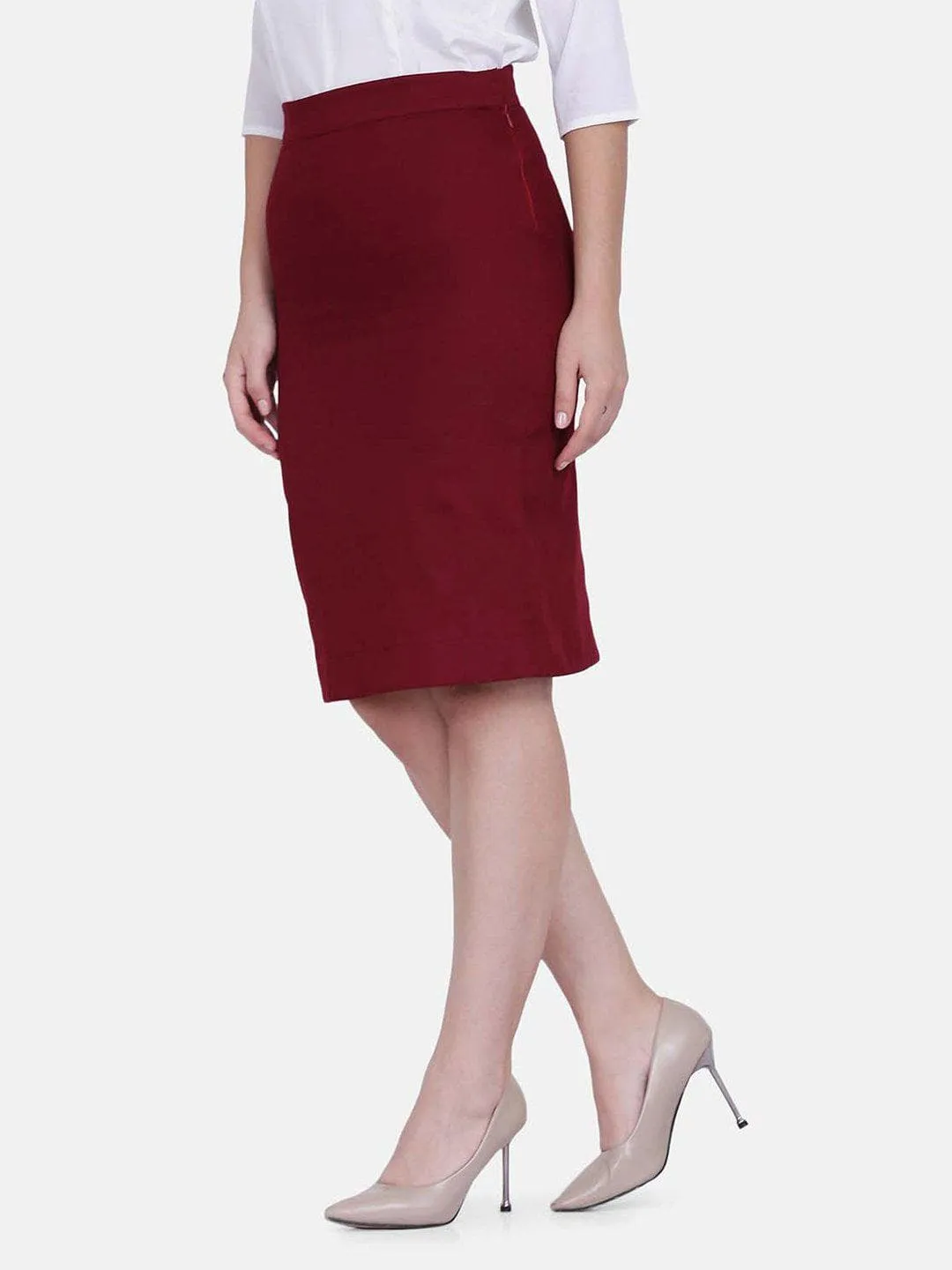 Cotton Twill Skirt - Wine Red