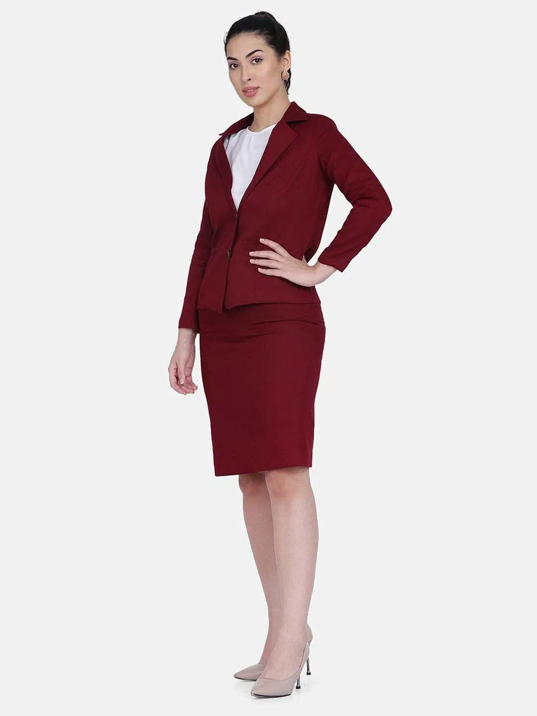 Cotton Twill Skirt - Wine Red