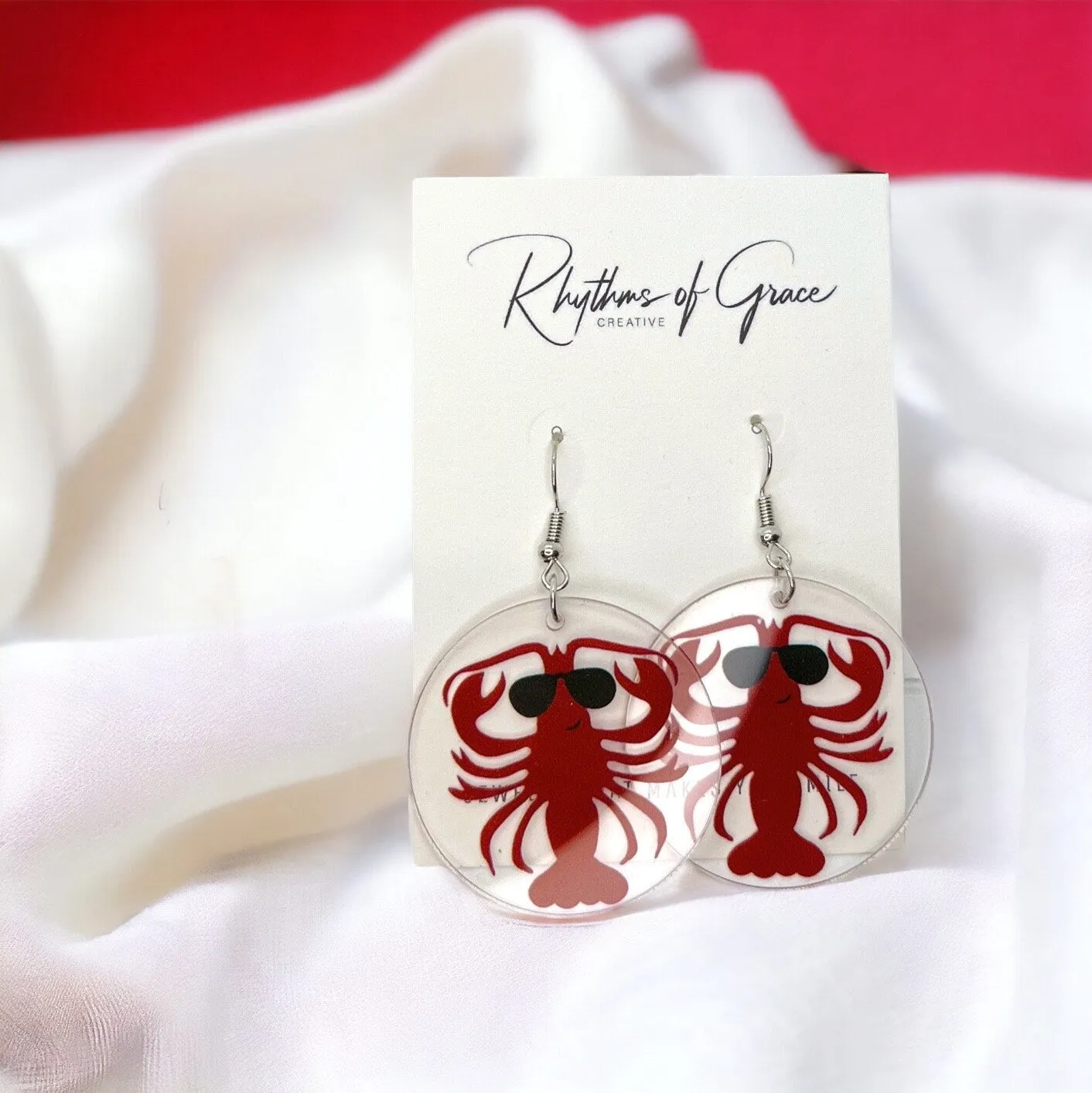 Crawfish Earrings - Crawfish Bool, Mardi Gras, New Orleans, Lobster Earrings, Mardi Gras Accessories, Cajun Earrings, Crawdaddy, Crayfish