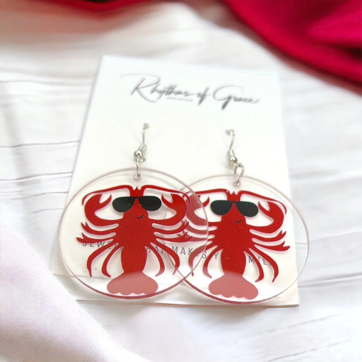Crawfish Earrings - Crawfish Bool, Mardi Gras, New Orleans, Lobster Earrings, Mardi Gras Accessories, Cajun Earrings, Crawdaddy, Crayfish