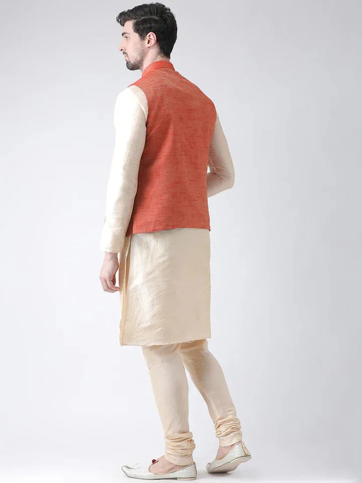 Cream Fitted Kurta Nehru Jacket