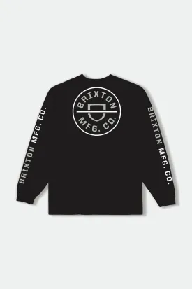 Crest L/S Tee  - Black/Mineral Grey/White