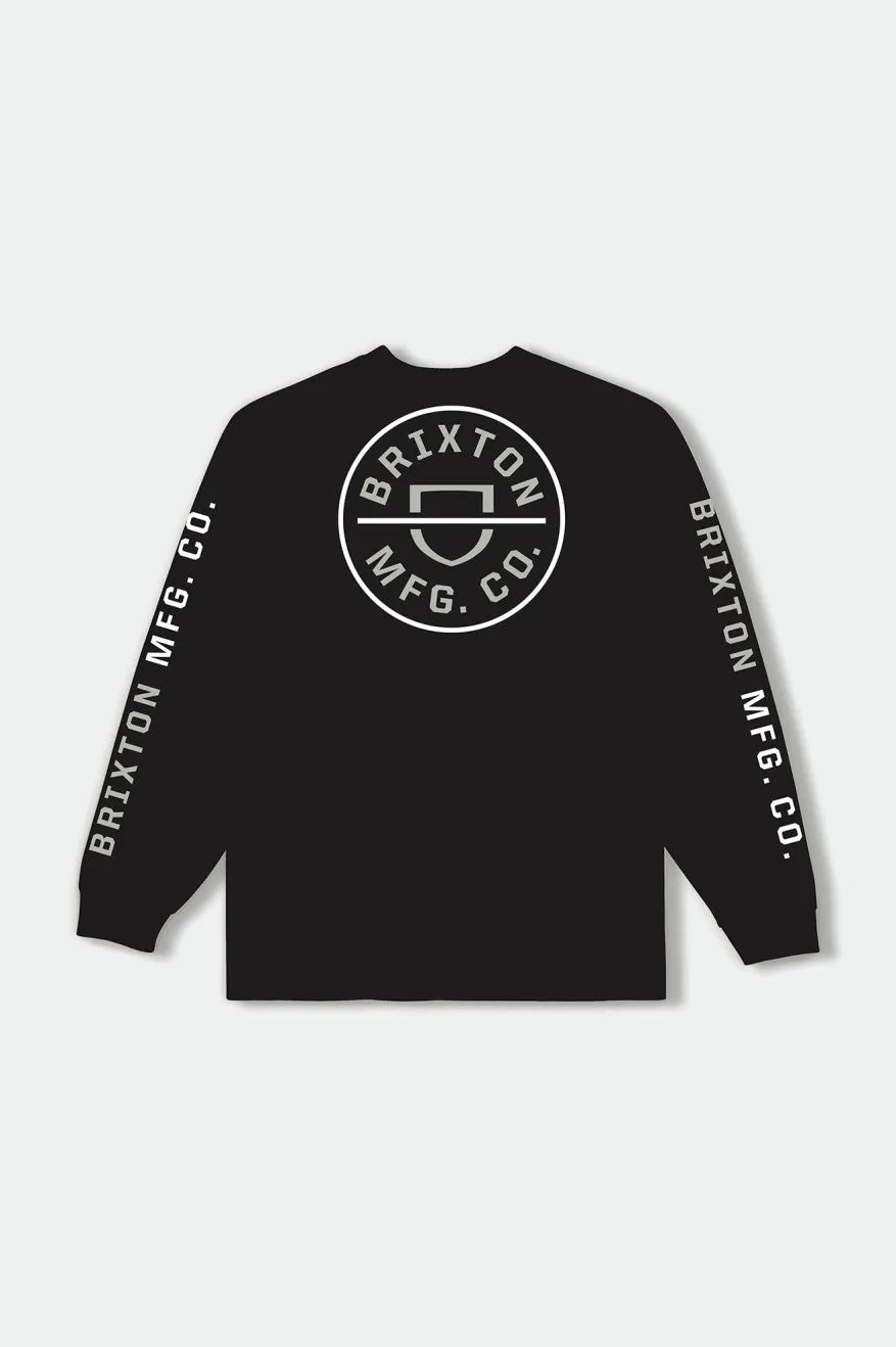 Crest L/S Tee  - Black/Mineral Grey/White