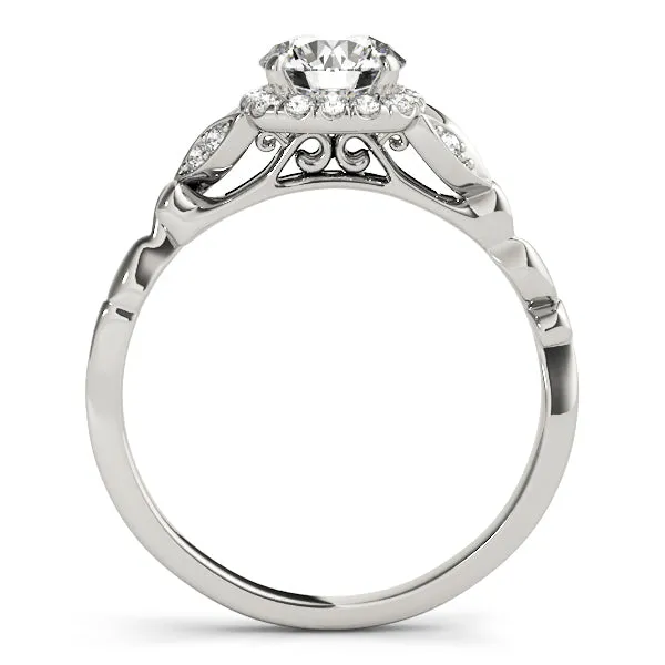 Cushion Cut Diamond Halo Engagement Mounting with Side Diamond Detail