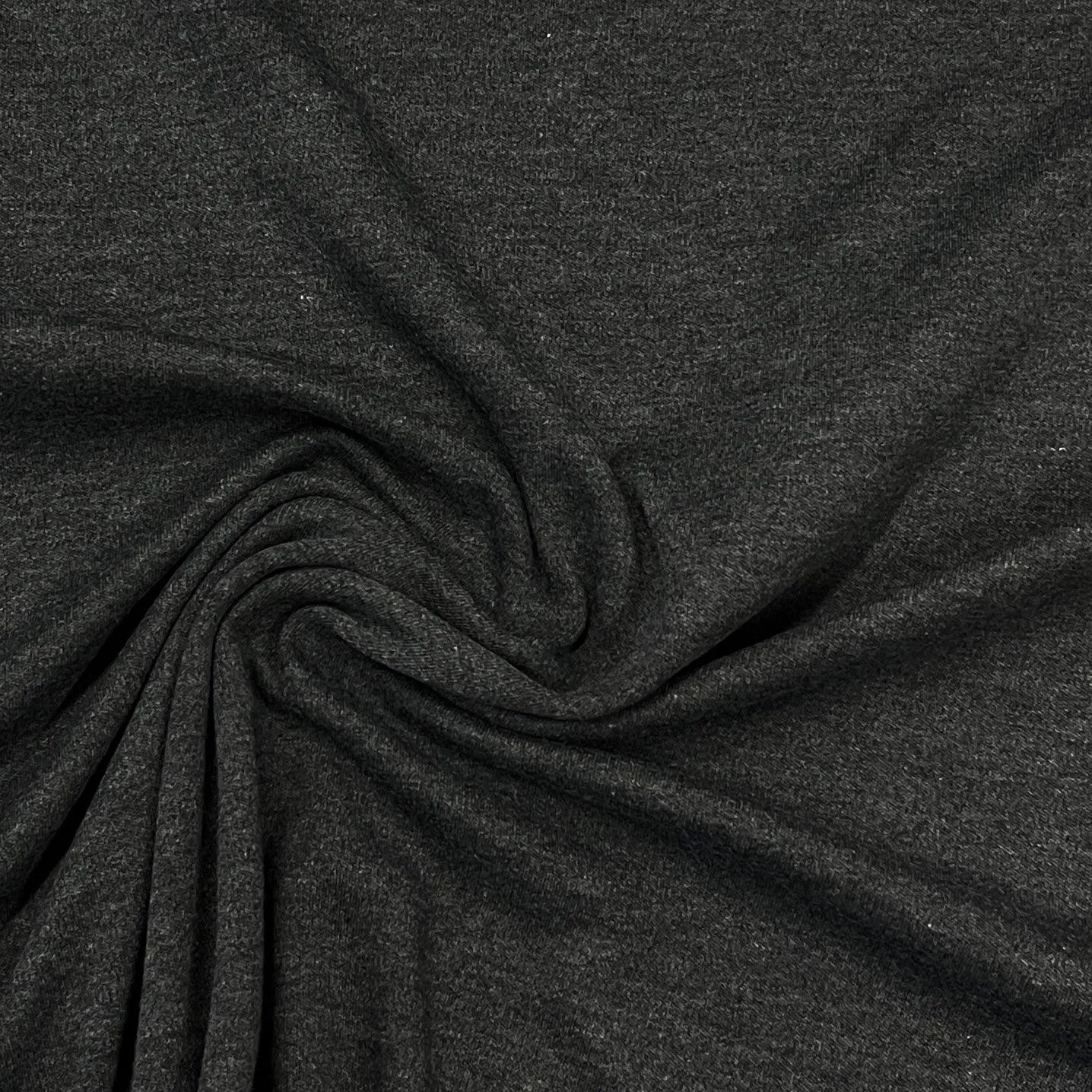 Dark Charcoal Heather Cotton Interlock Fabric