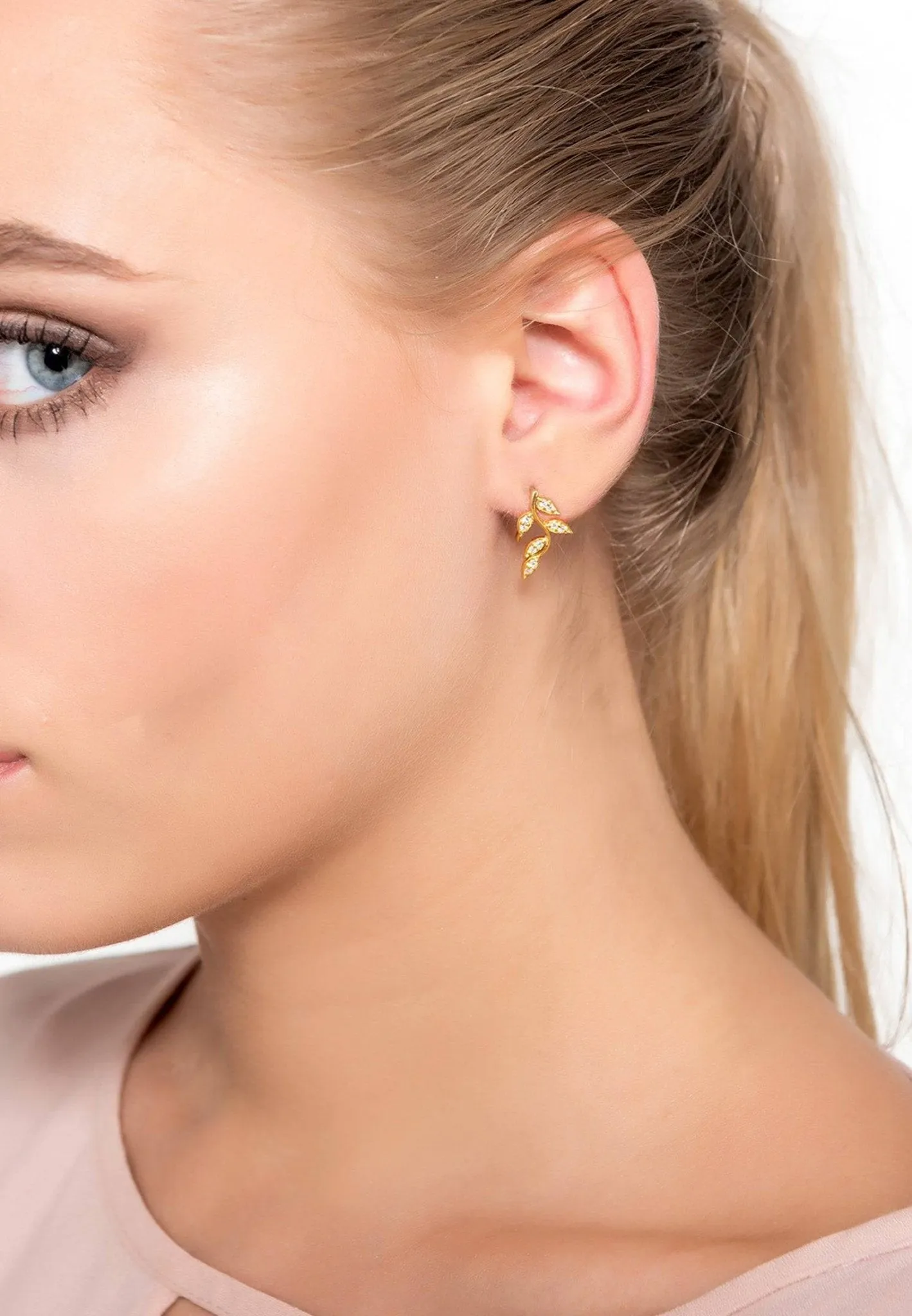 Diamond Leaf Ear Climber Rosegold