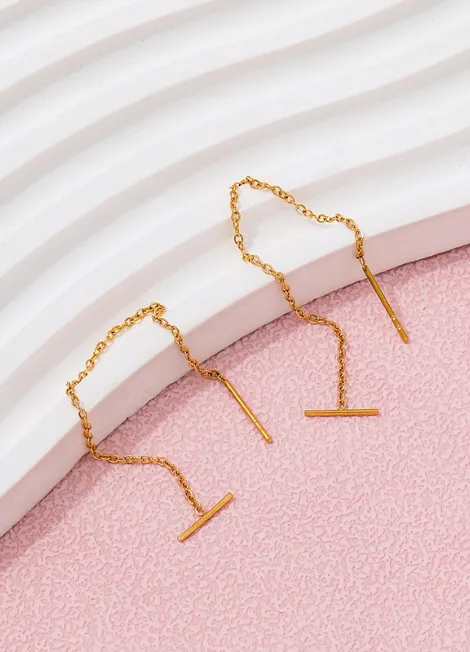 Earrings | Threading Bar | 18K Gold Plated