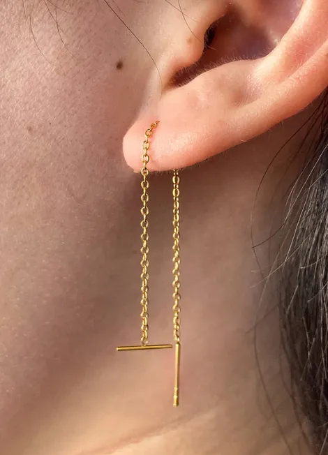 Earrings | Threading Bar | 18K Gold Plated
