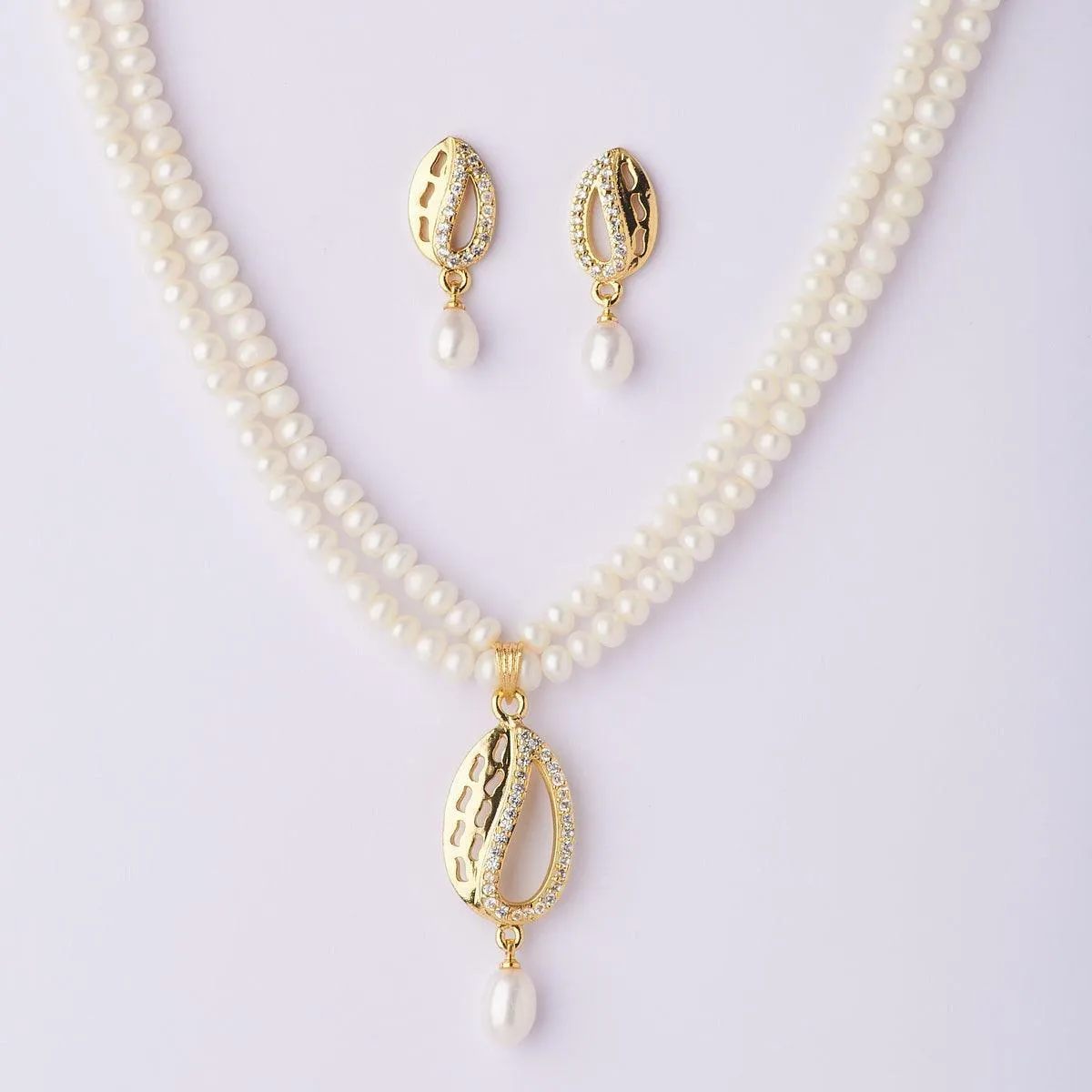 Elegant Real Pearl Necklace Set