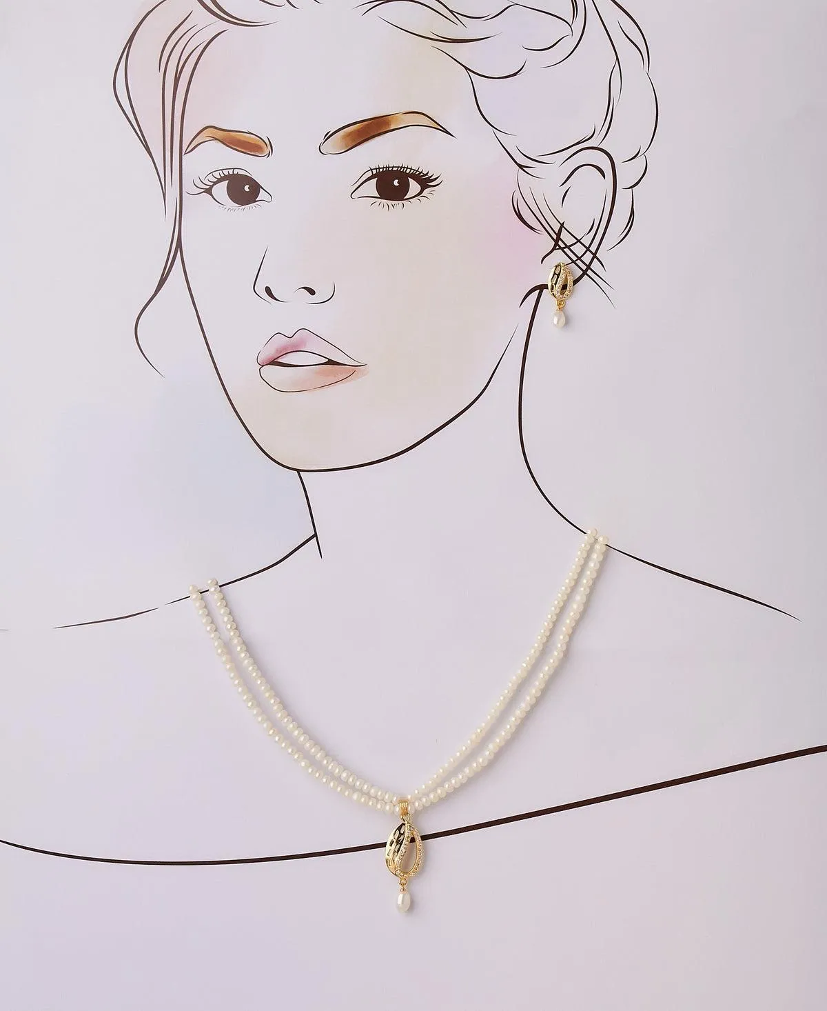 Elegant Real Pearl Necklace Set