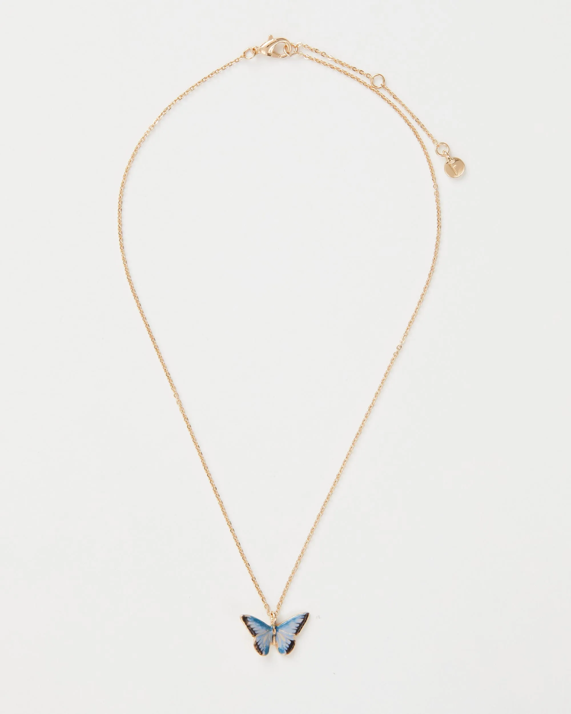 Enamel Blue Butterfly Short Necklace