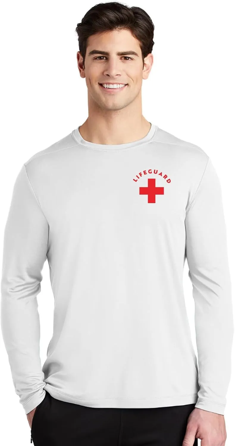 Essential Wearables Lifeguard Staff Shirt  Long Sleeve Moisture-Wicking 100% Polyester Bold Logo White Unisex