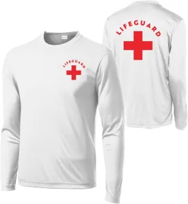Essential Wearables Lifeguard Staff Shirt  Long Sleeve Moisture-Wicking 100% Polyester Bold Logo White Unisex