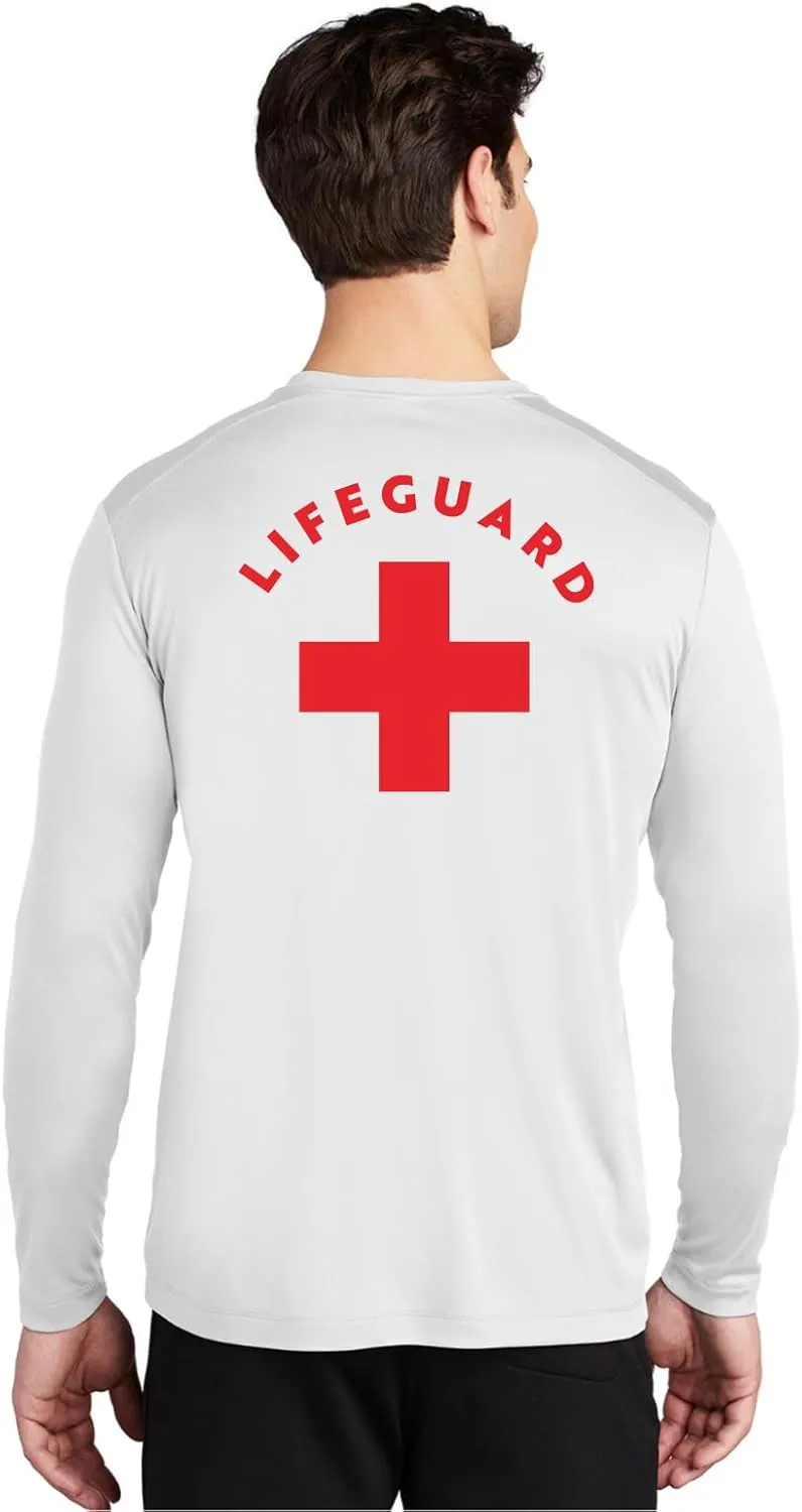 Essential Wearables Lifeguard Staff Shirt  Long Sleeve Moisture-Wicking 100% Polyester Bold Logo White Unisex