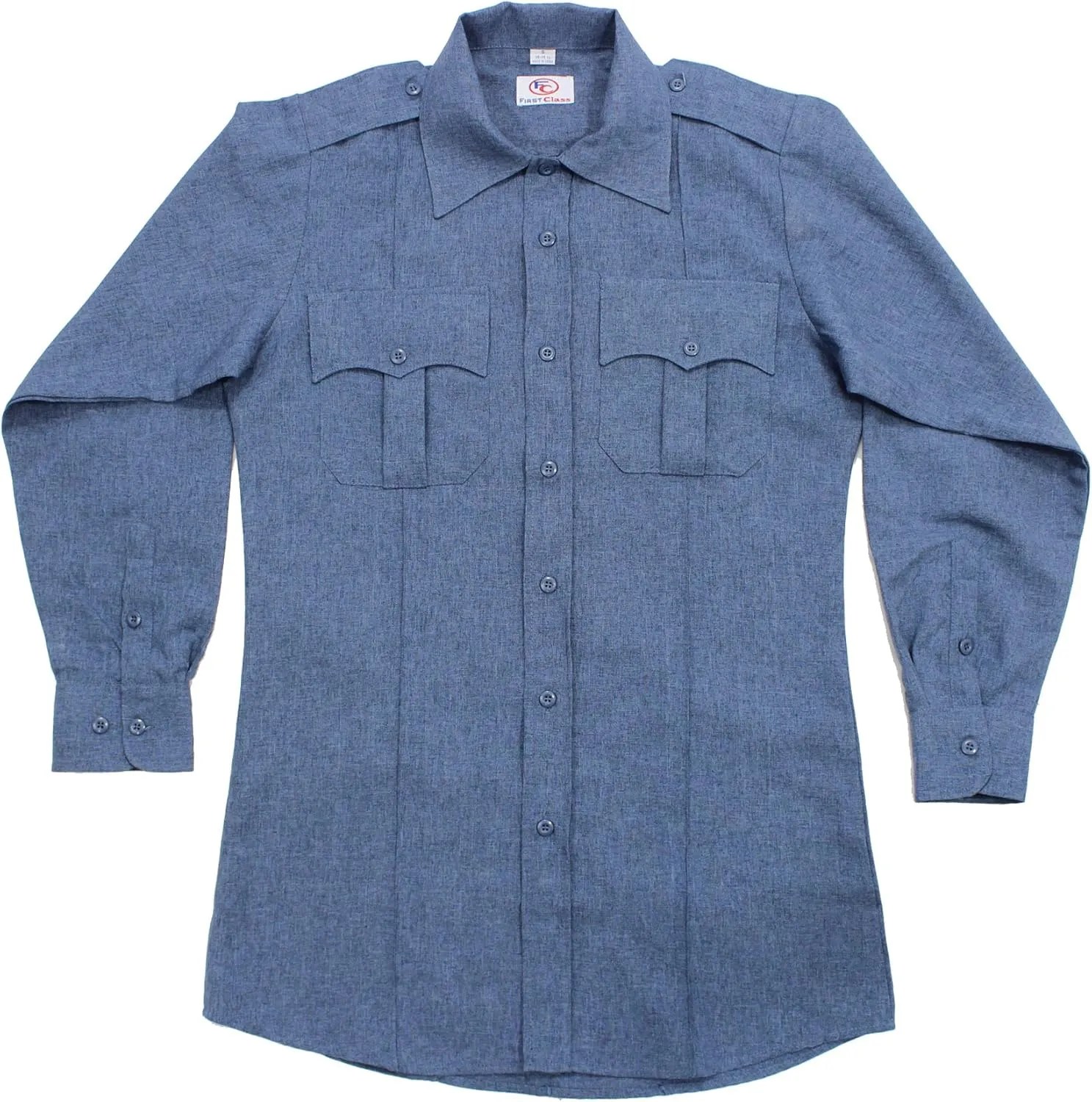 First Class 100% Polyester Long Sleeve Men's Uniform Shirt White
