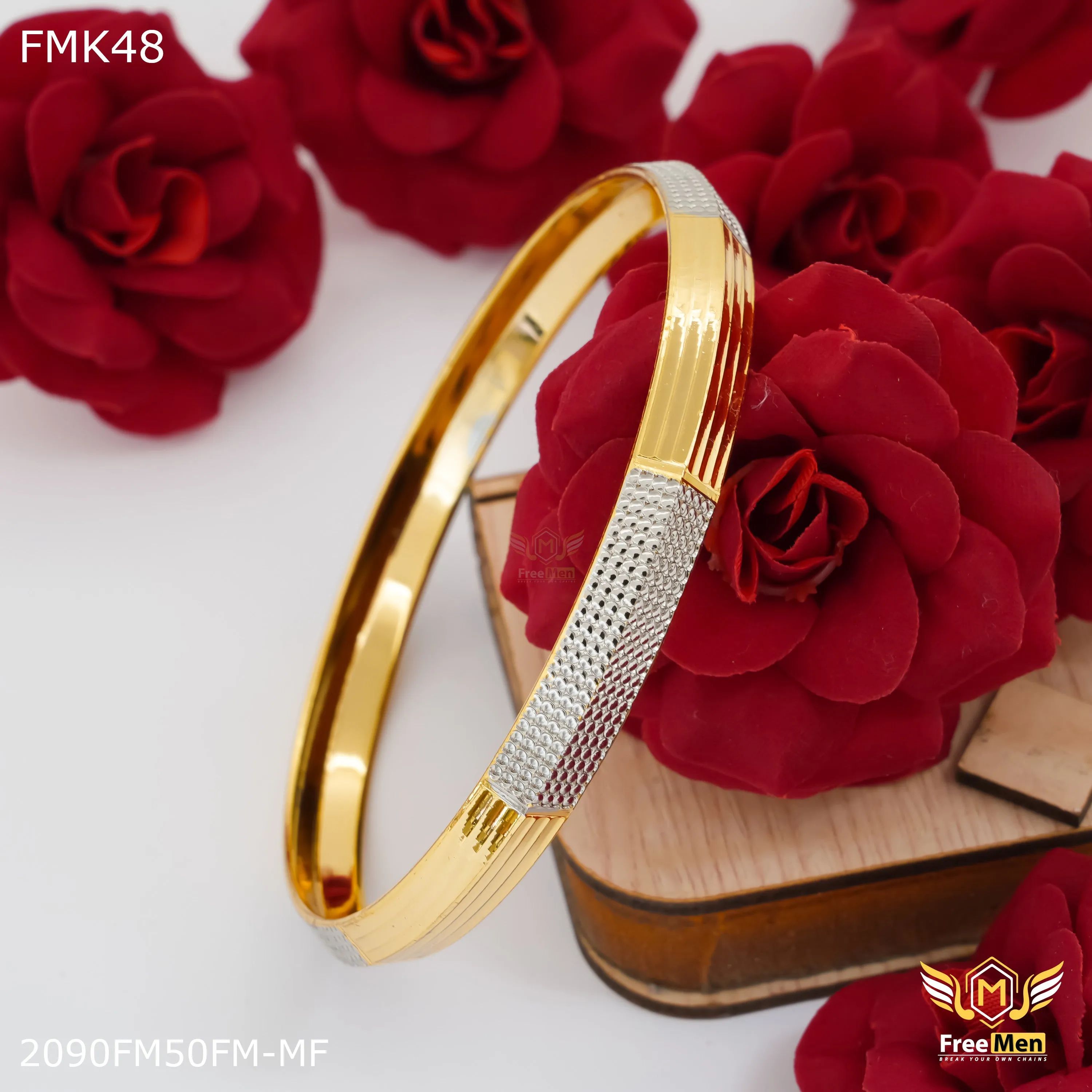 FreeMen Golden & Silver Box Design kada for Men FMK48