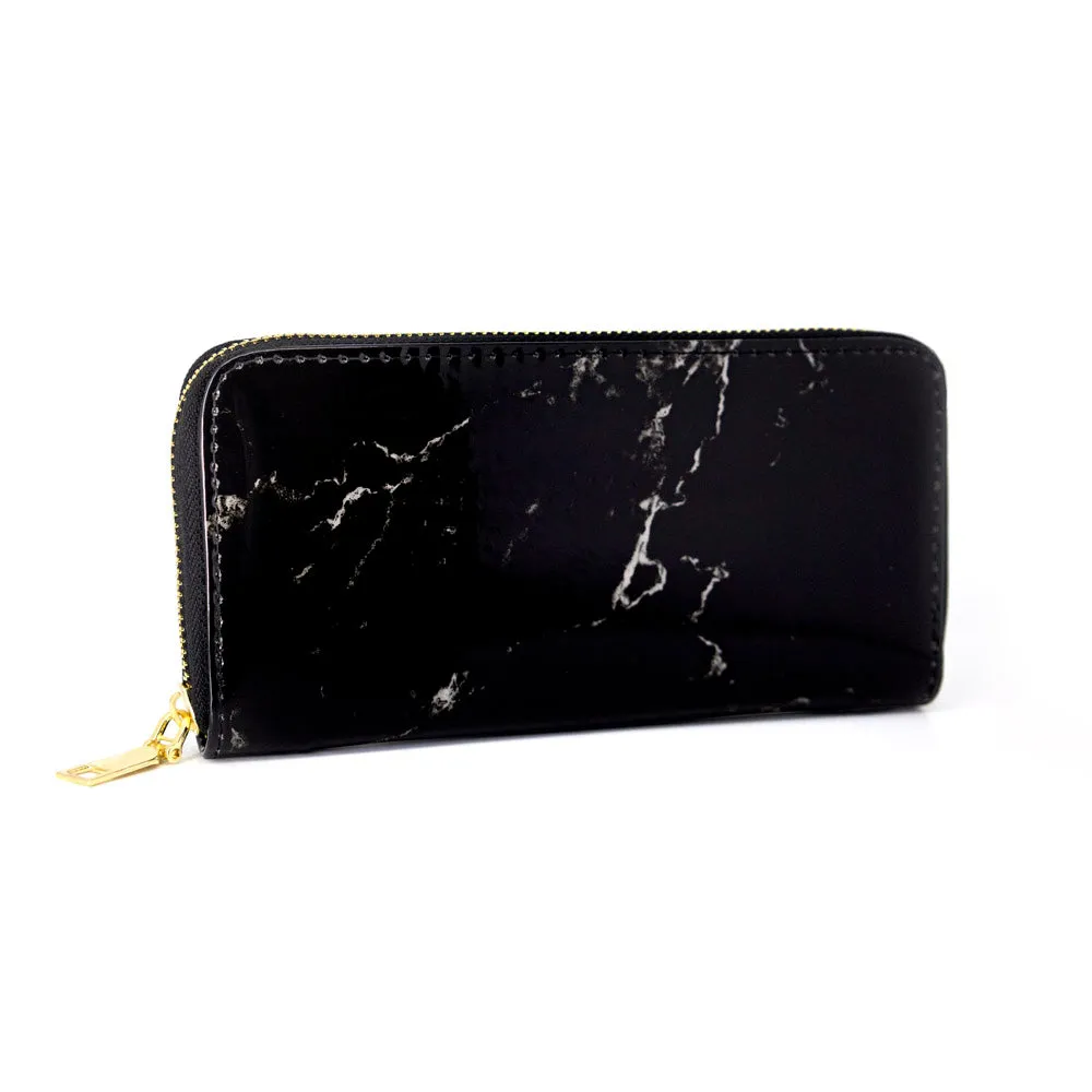 Giorgia Black Marble Finish Patent Purse