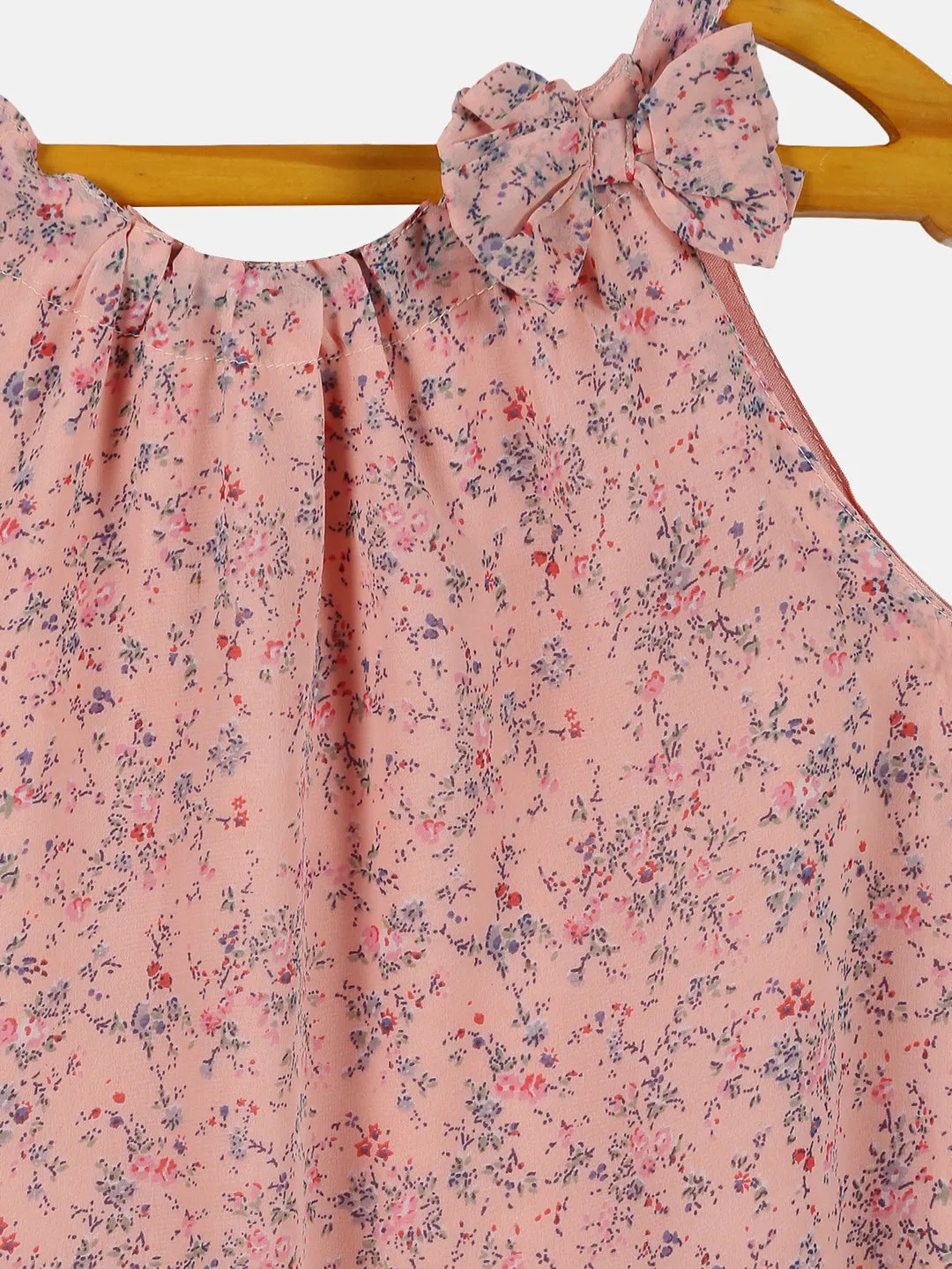 Girls Halter Neck Strap Top With Bow