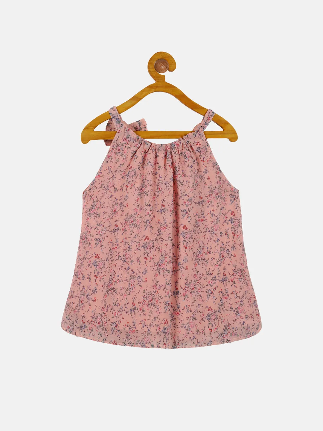 Girls Halter Neck Strap Top With Bow