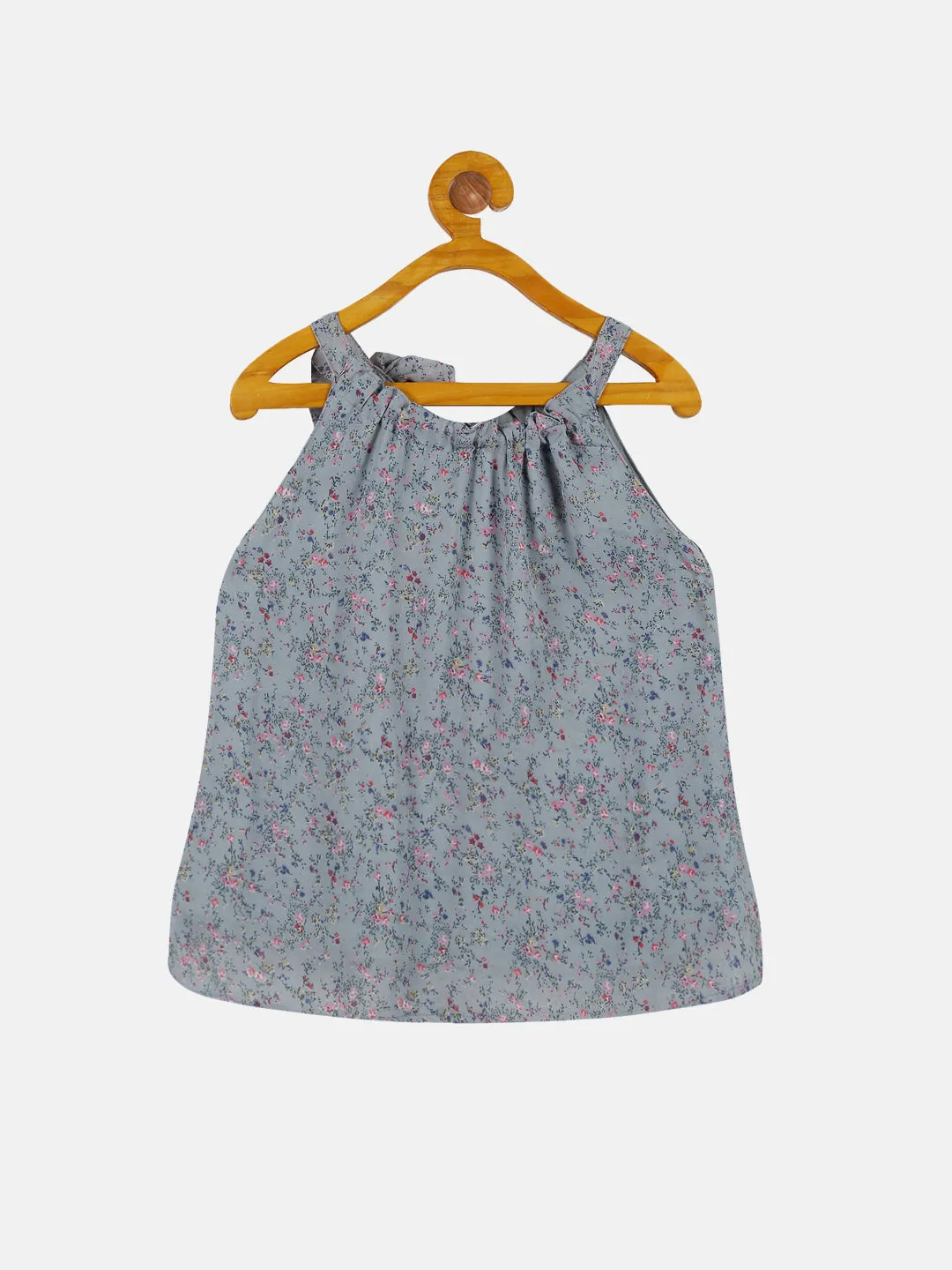 Girls Halter Neck Strap Top With Bow