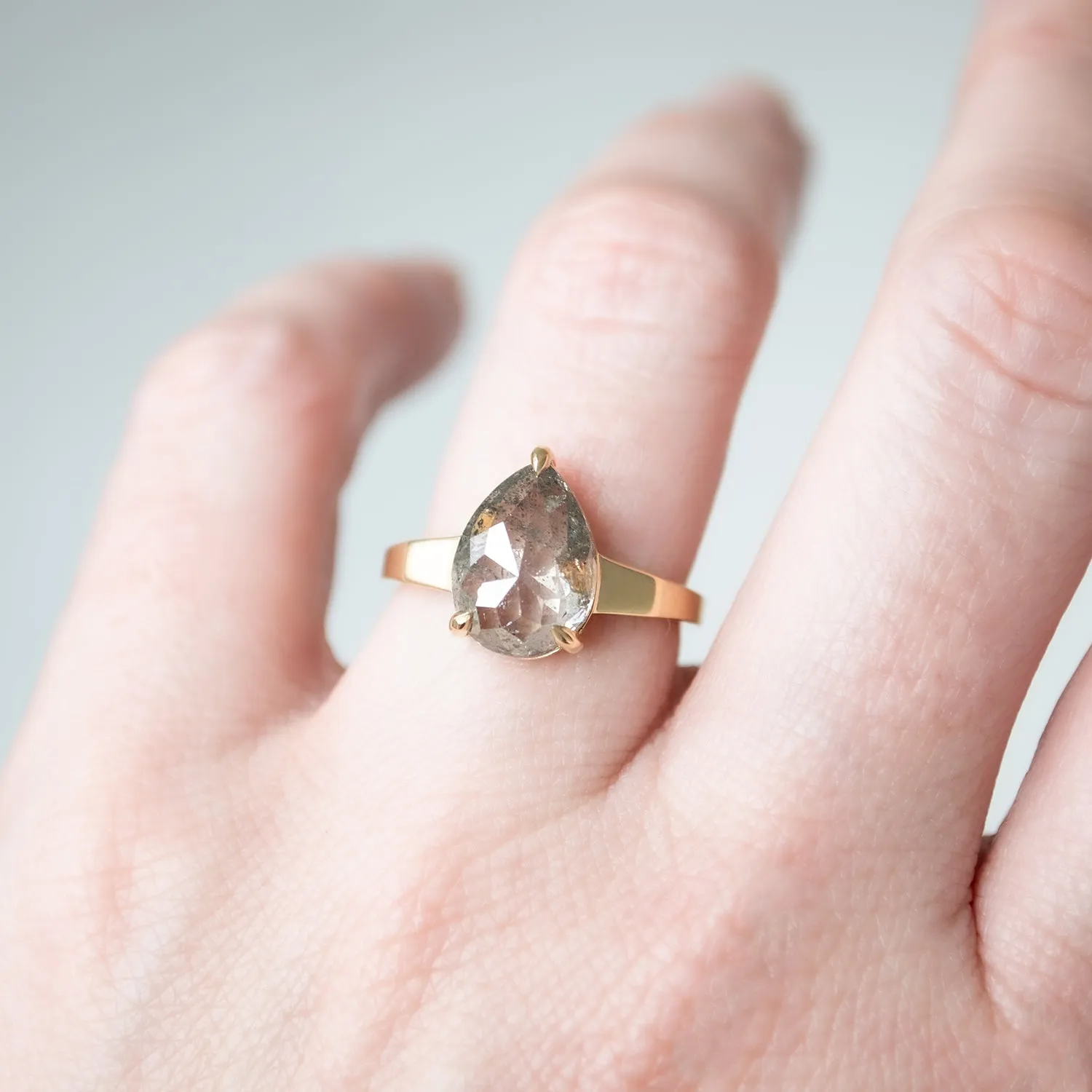 Glacier Gray Pear Diamond Ring