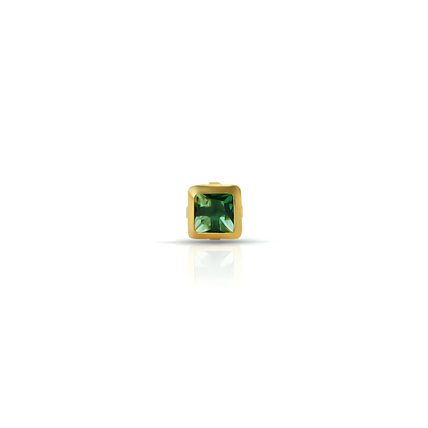 Gold Square Green Gem Stone Nosepin for Girls